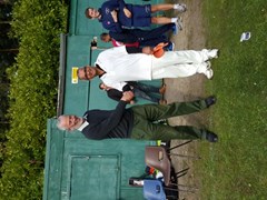 Jamil is congratulated on his Man of the Match award by Grades Vice President Martin Auld